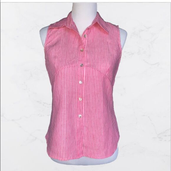 Edward 100% IrishLinen Sleeveless Button Front Top - Picture 1 of 4